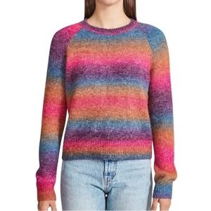 BB Dakota Womens Rainbow Sweater M Ombre Stripe Knit Pullover Dopamine Eclectic